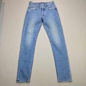 Levi Strauss 501 Skinny Jeans Light Wash Button Fly Women W24 L30